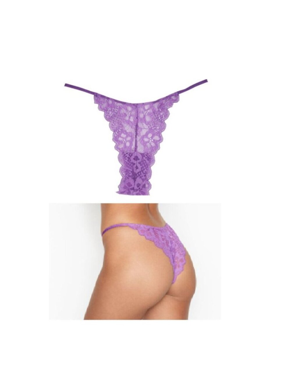 ❤️Victorias Secret Panty Sz XL Dream Angels Brazilian Solid Purple lace mesh New